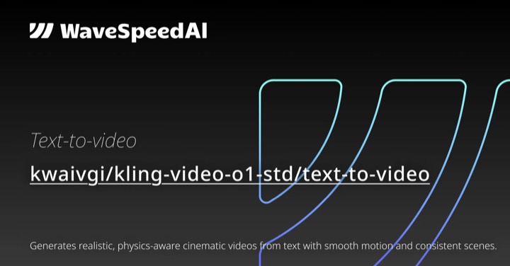 Kling Video O1 Std · Text to Video example reference.
