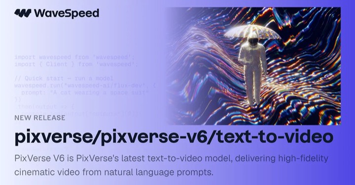 Pixverse V6 · Text to Video example reference.