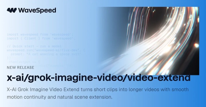 Grok Imagine Video · Video Extend example reference.